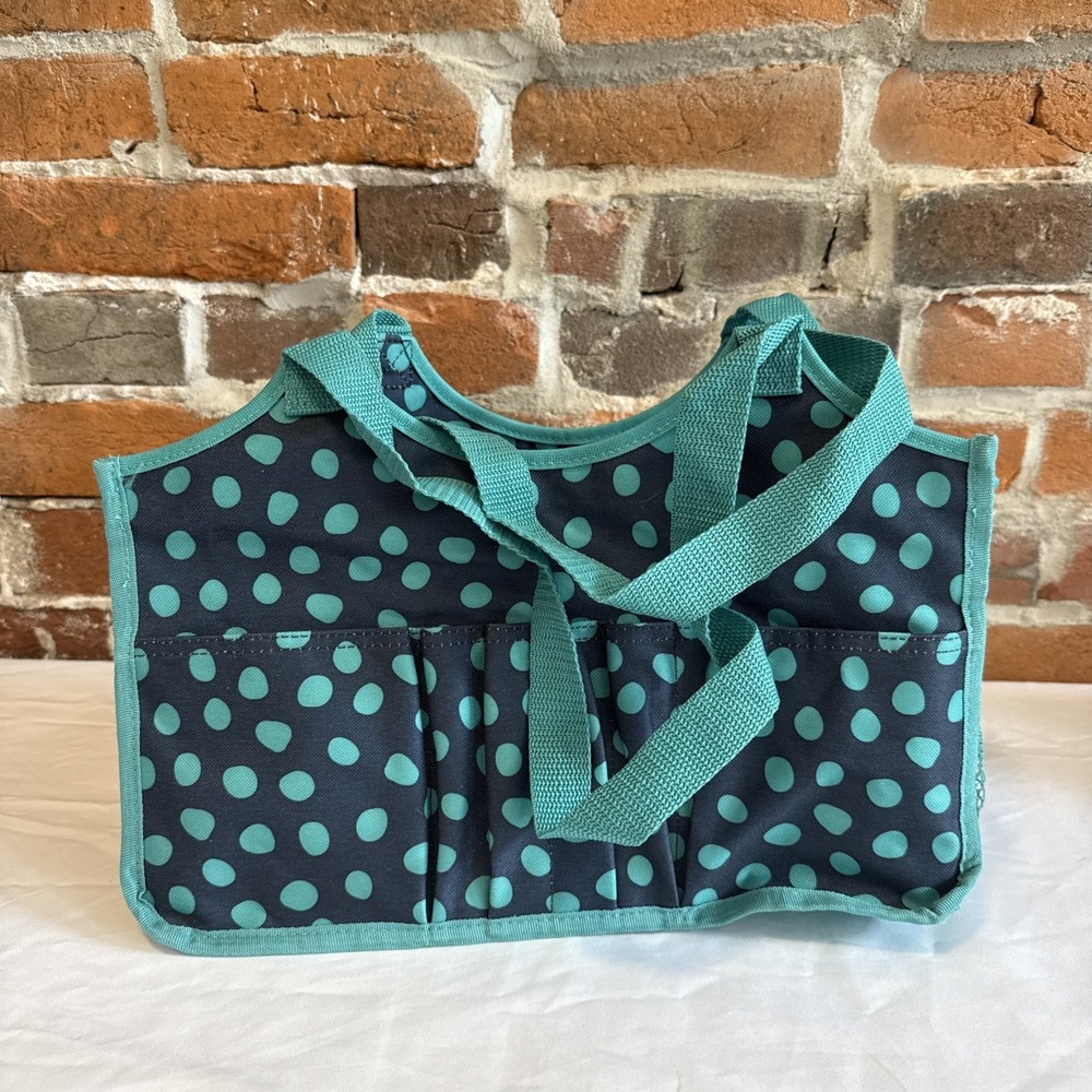 Thirty One Tote Bag Mutlicolor Teal Polka Dots Pockets Organizing Tote 31